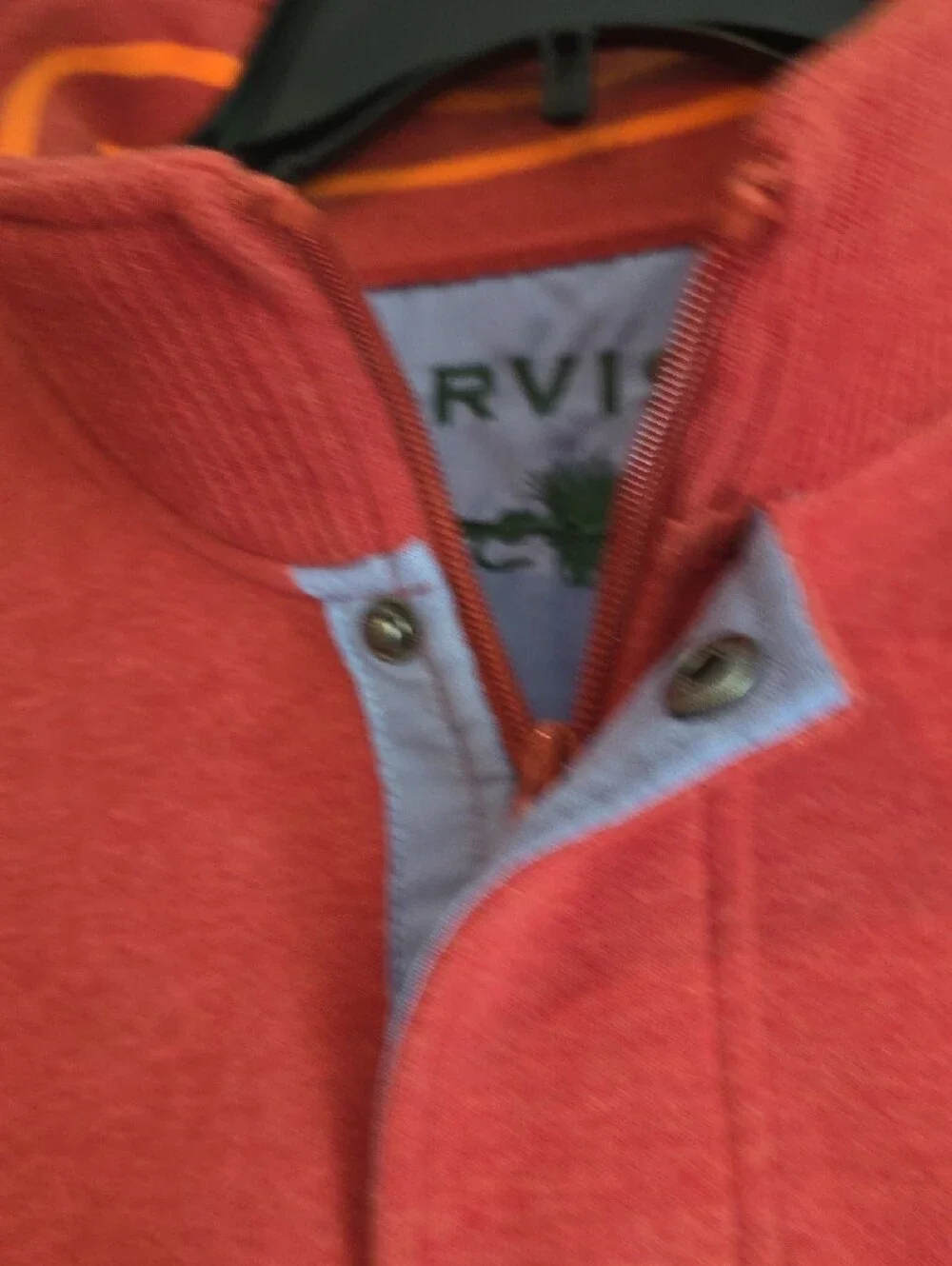 Orvis Men's Orange Quarter-Snap Zip Sweater Size XL